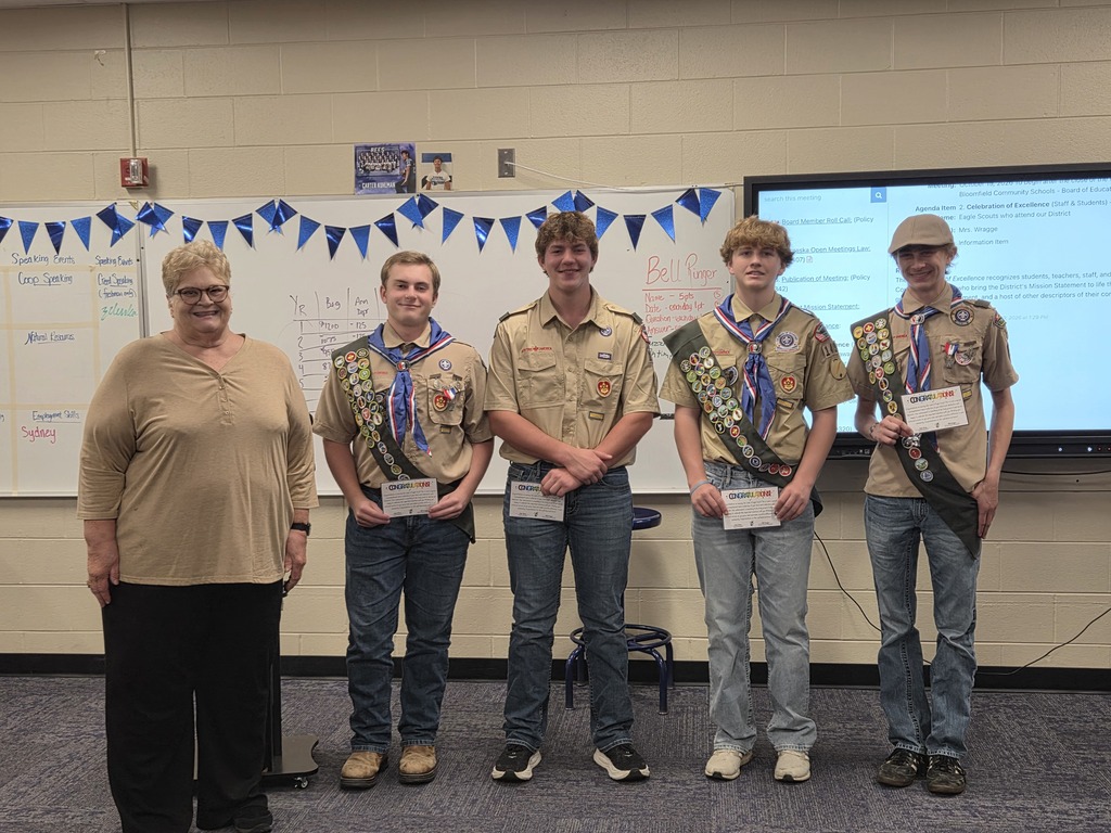 board president deb wragge with the eagle scouts