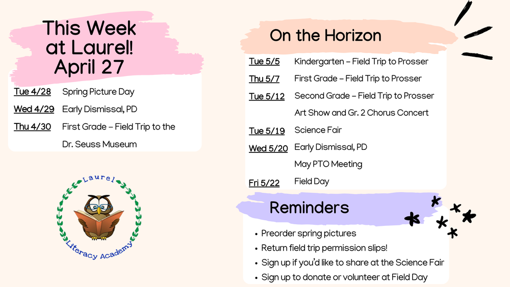 Upcoming Events - Week of 4/27