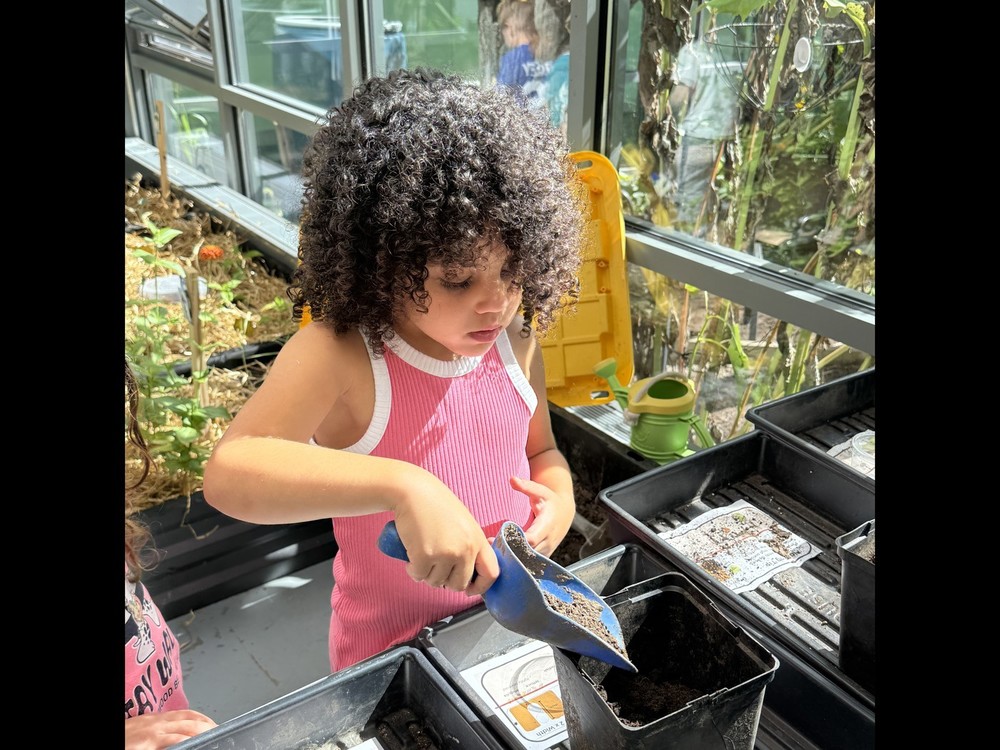 Student in greenhouse