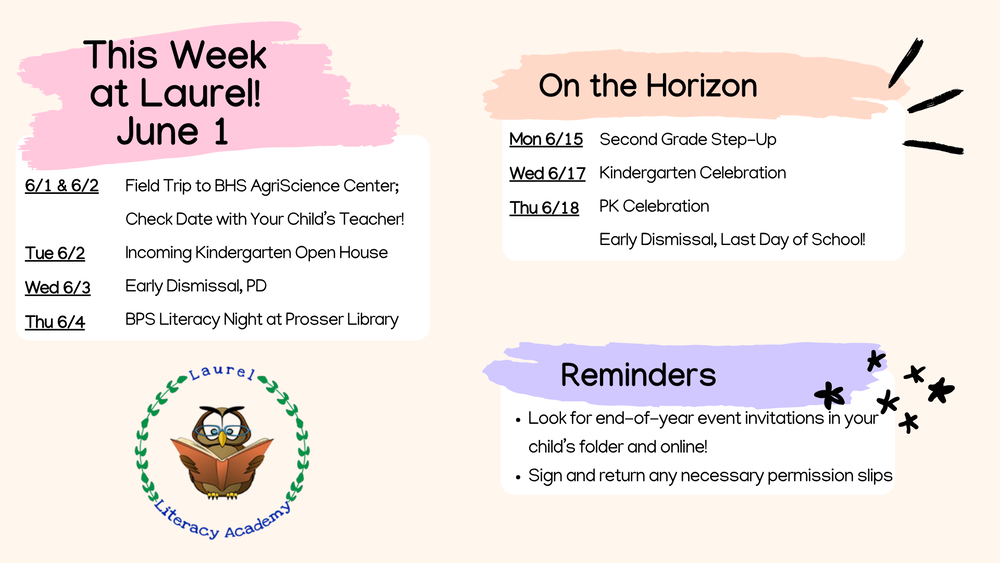 Upcoming Events - Week of 6/1