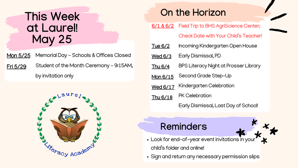 Upcoming Events - Week of 5/25