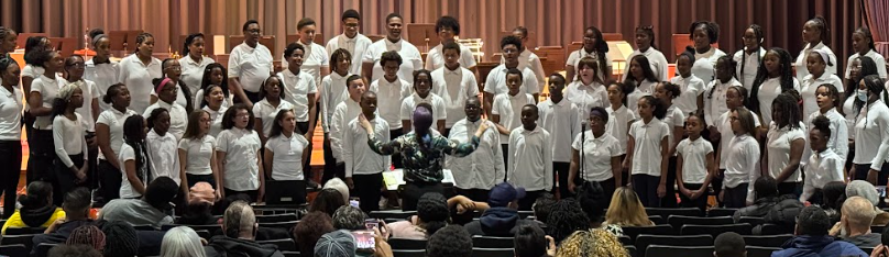 Chorus singing on the risers