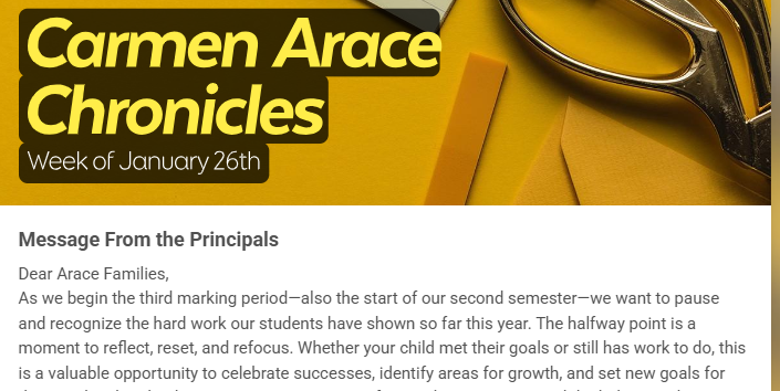 Screenshot of the chronicles headline