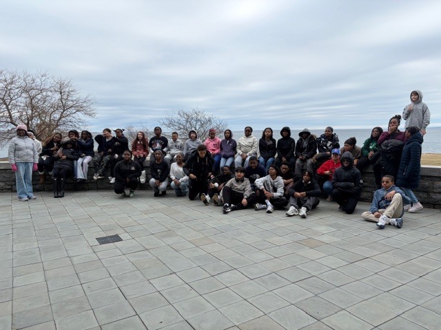 Group photo on patio