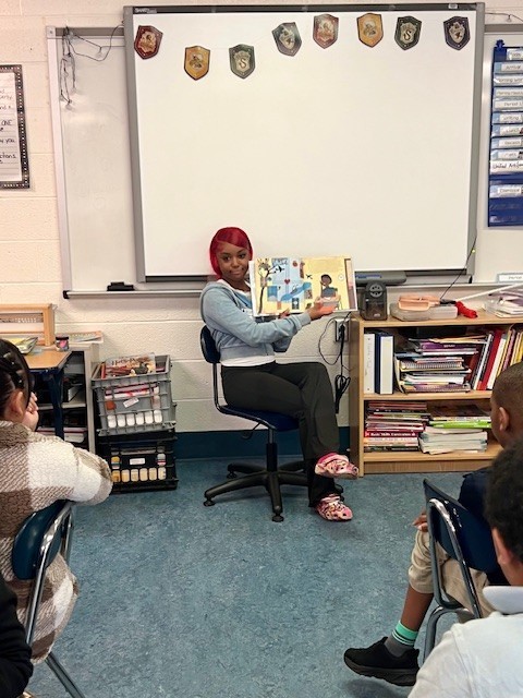 High school student reading