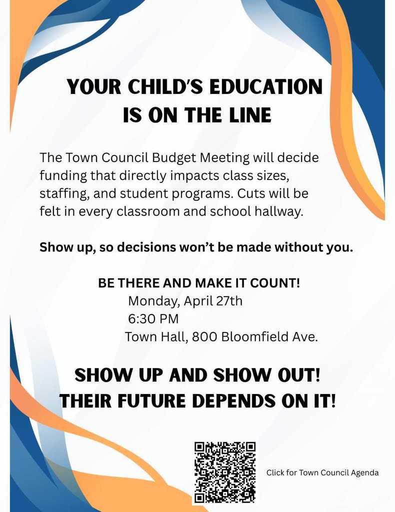 The future of our schools depends on attendance at the town hall budget meeting on 4/27 at 6:30pm at the town hall.