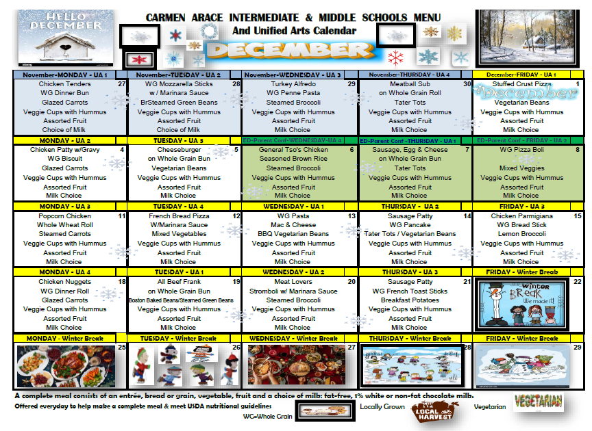 CAIS December Lunch & UA Menu