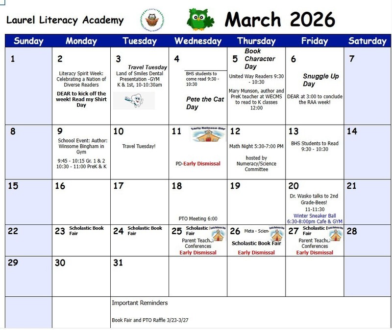March event calendar 