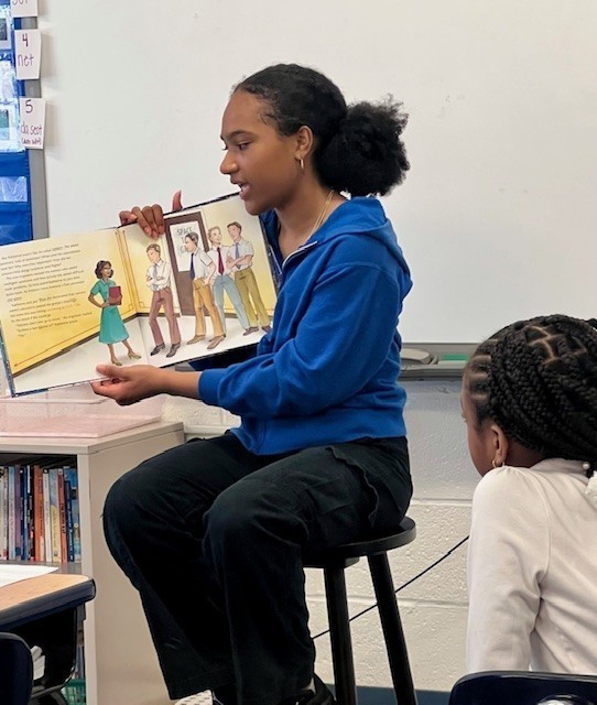 High school student reading