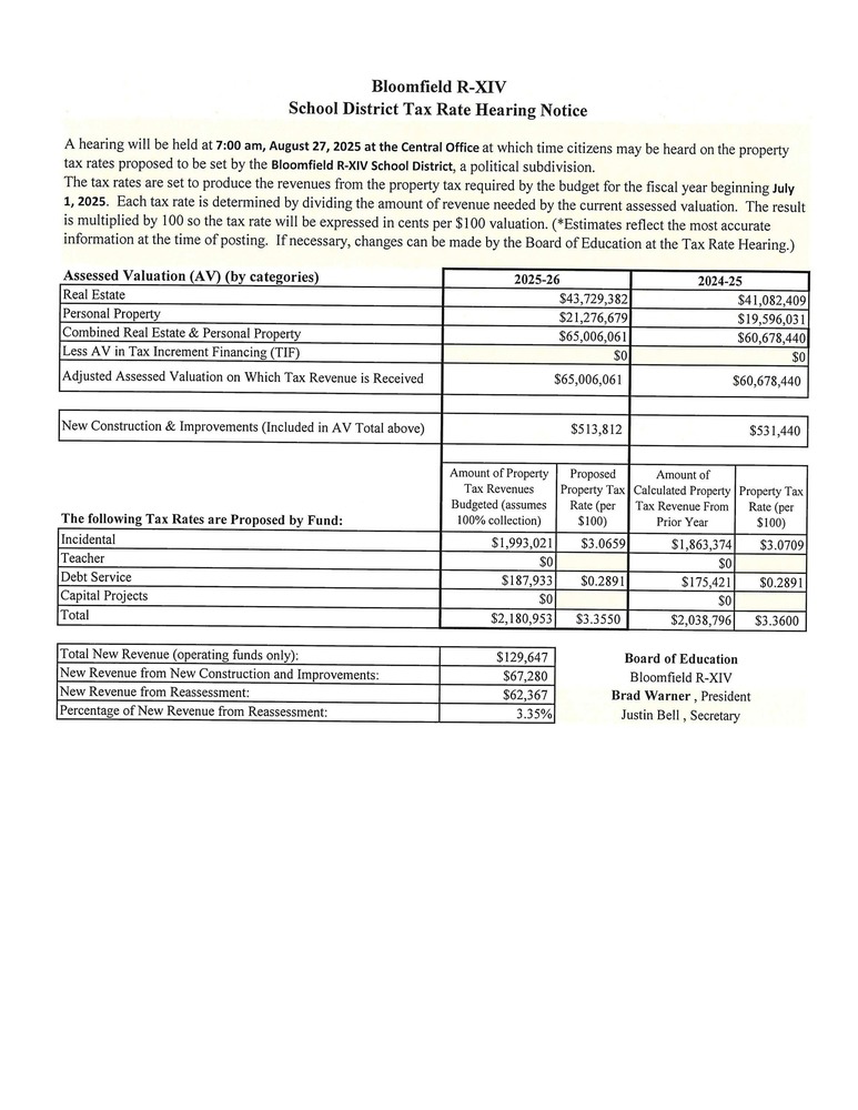 tax rate hearing notice