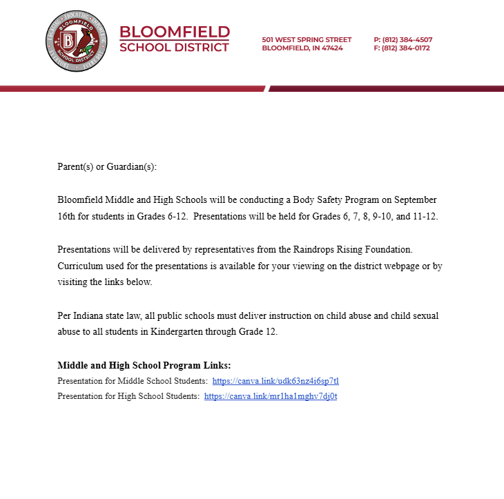 Body Safety Program - 9.16.2026