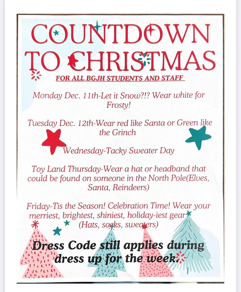 Countdown to Christmas Blooming Grove Junior High