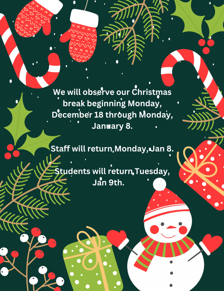 Christmas Break Blooming Grove Junior High
