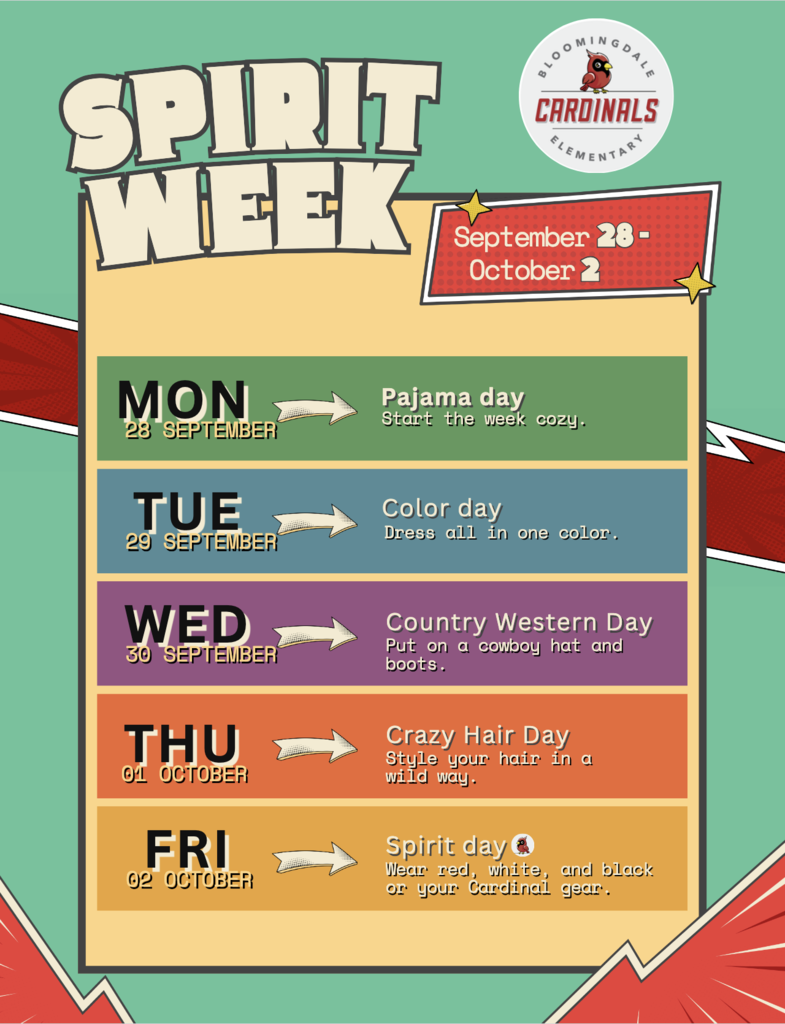 spirit week bloomingdale elementary