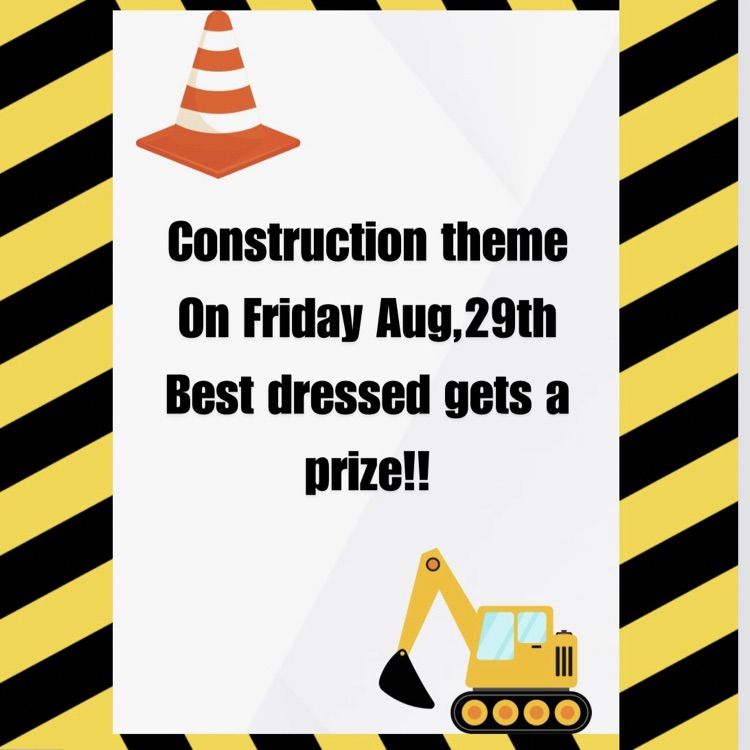 caution tape box with in for for pep rally and bulldozer