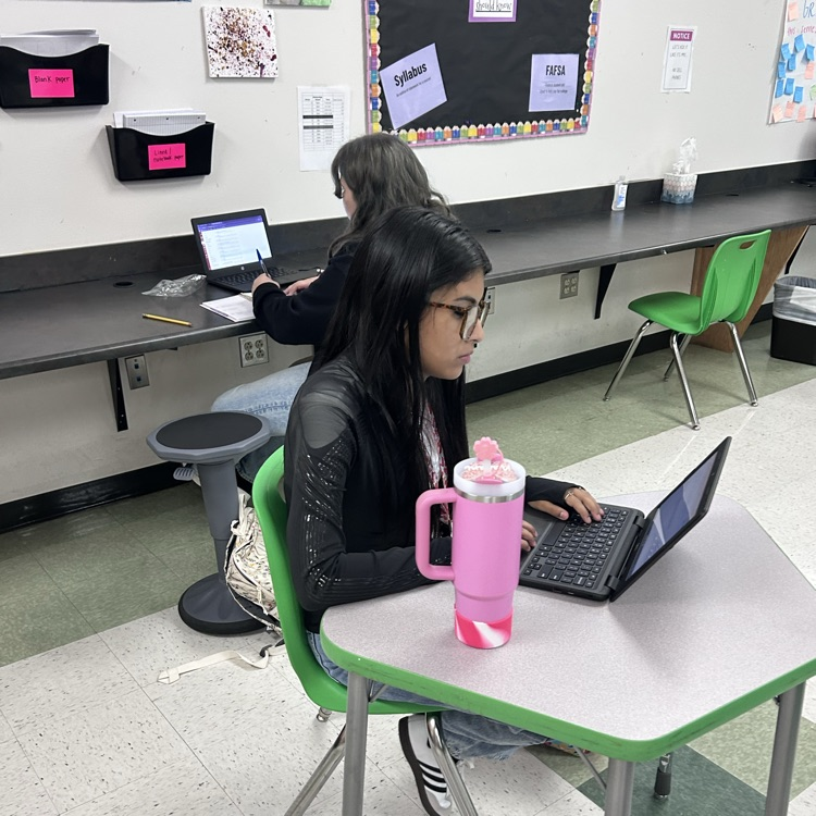 students work on laptops