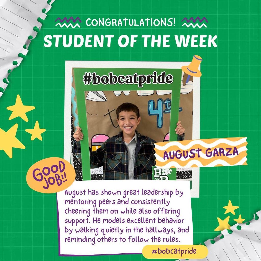 August Garza BES's Student of the Week