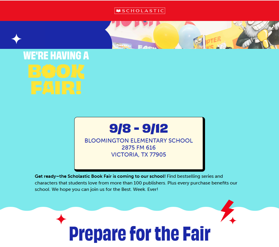 BES Book Fair September 8th -12th
