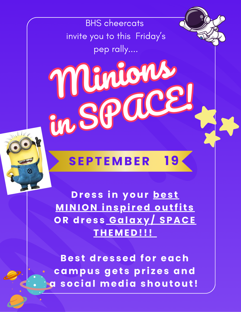 purple background with white writing and space and minions!