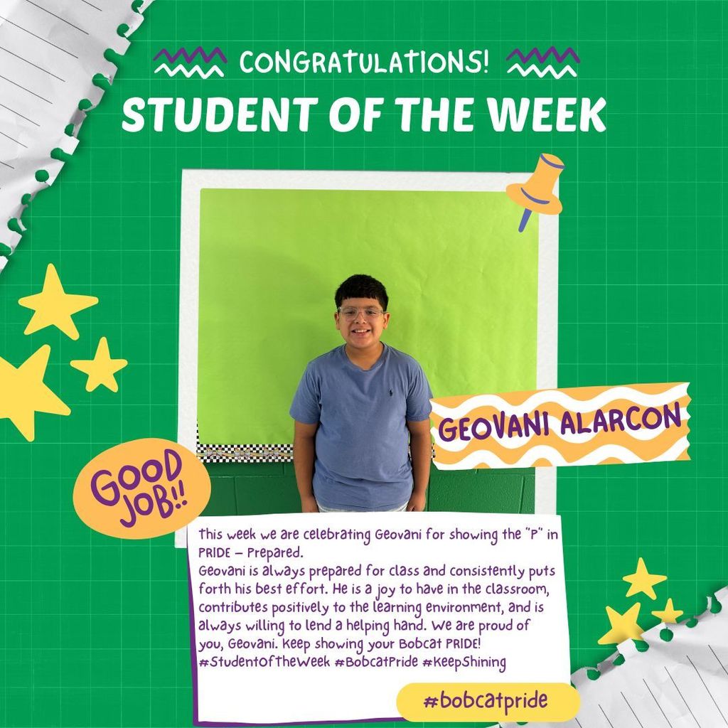 BES Student of the Week - Geovani Alarcon