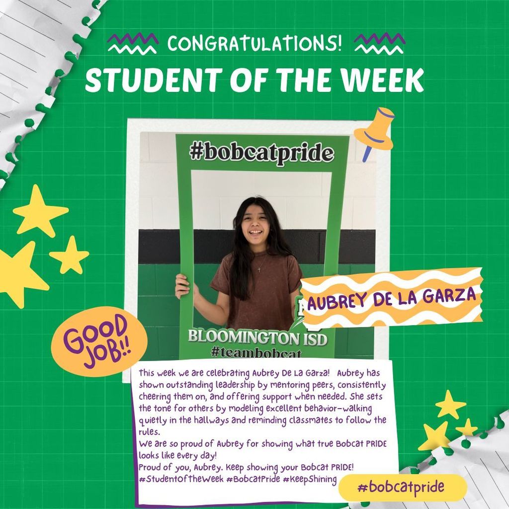 BES Student of the Week - Aubrey De La Garza
