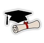 black graduation cap and diploma