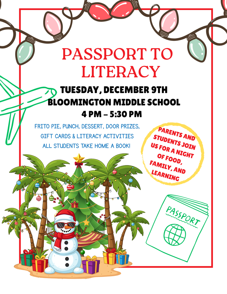 Passport to Literacy — Tuesday, Dec. 9, 4:00 PM–5:30 PM at Bloomington Middle School