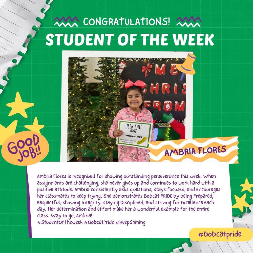 BES Student of the Week ABRIA FLORES
