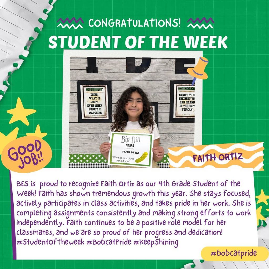 BES Student of the Week - Faith Ortiz