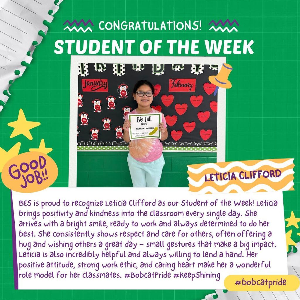 BES Student of the Week ~ Leticia Clifford