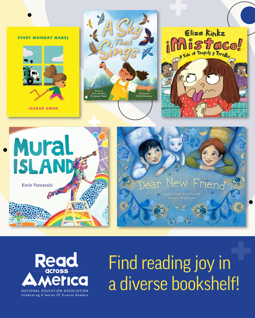 blue background and read across america graphic