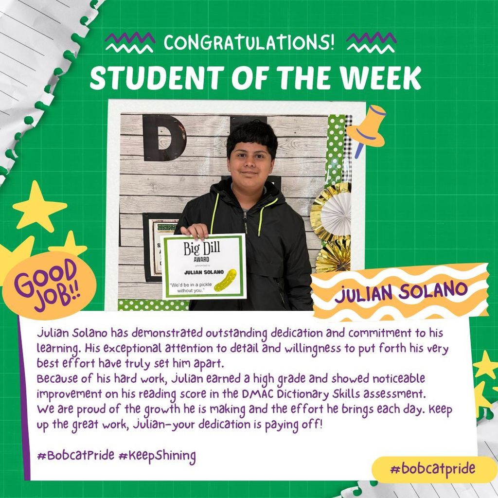 BES Student of the Week ~ Julian Solano