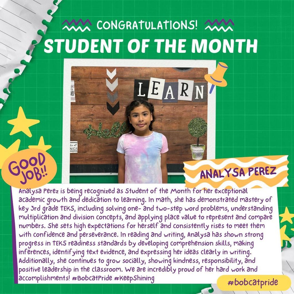 BES Student of the Month ~ Analysa Perez