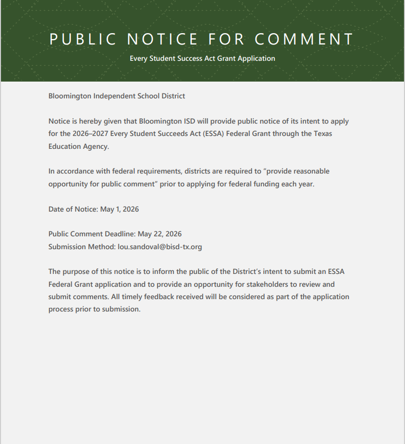 Public Notice For Comment