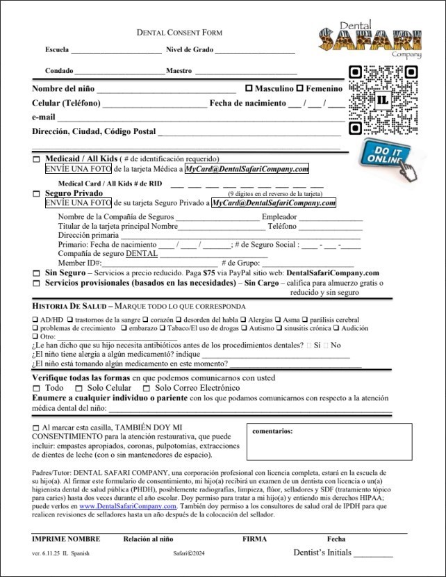 Dental Clinic Spanish Form