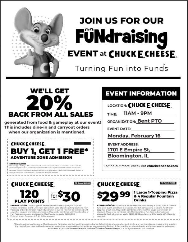 Chuck E. Cheese Flyer English