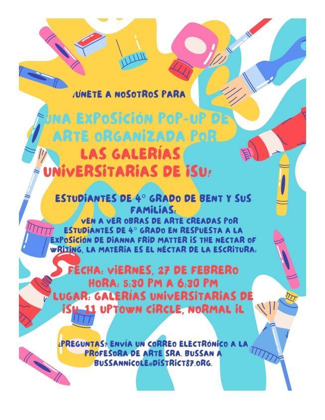 Exhibición de Arte de 4to Grado en las Galerias de ISU