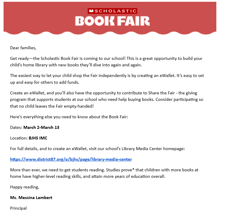 March Bookfair letter in English