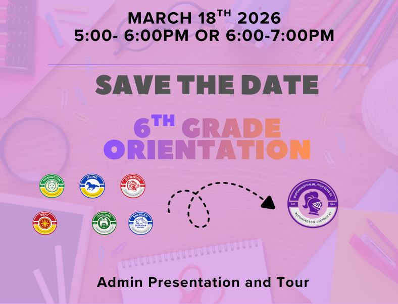 6th Grade Orientation at BJHS March 18- Save the Date!