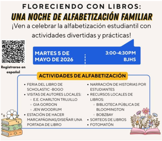 Blooming with Books graphic- Spanish