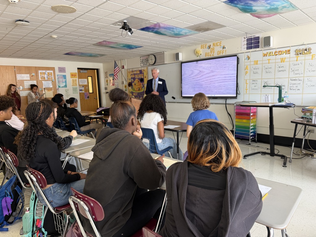 Judge Bernardi in a BHS classroom