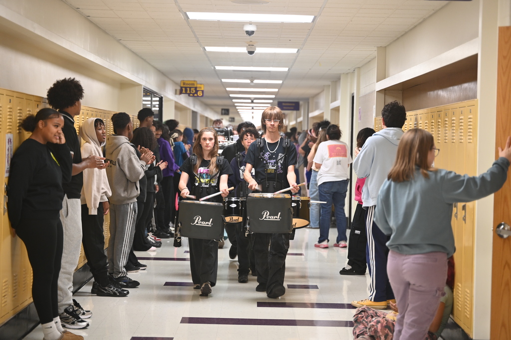 BHS Marching Raiders Parade Through the halls