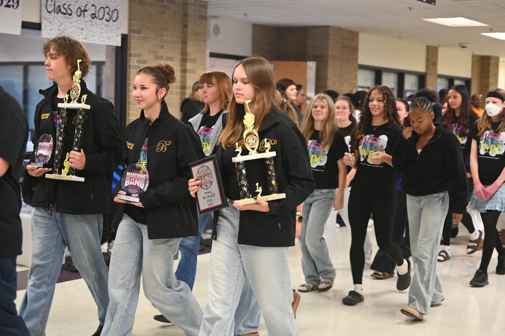 BHS Marching Raiders Parade Through the halls