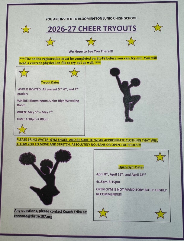 2026-27 Cheerleading Tryout Flier