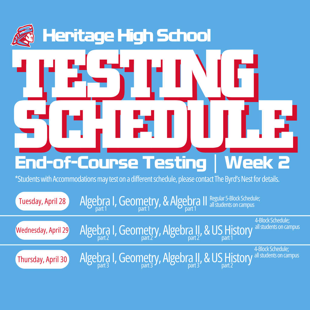 EOC Week 2 Schedule