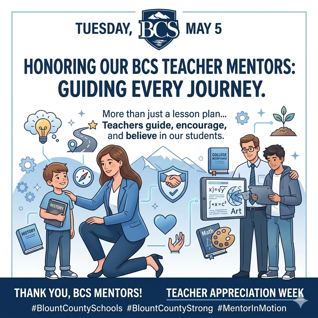 A great teacher is a cheerleader, a guide, and a life-changing mentor! We see all the extra time and care you invest in our students. We appreciate you! 💯🍎 #BlountCountySchools #BlountCountyStrong #MoreThanAcademic
