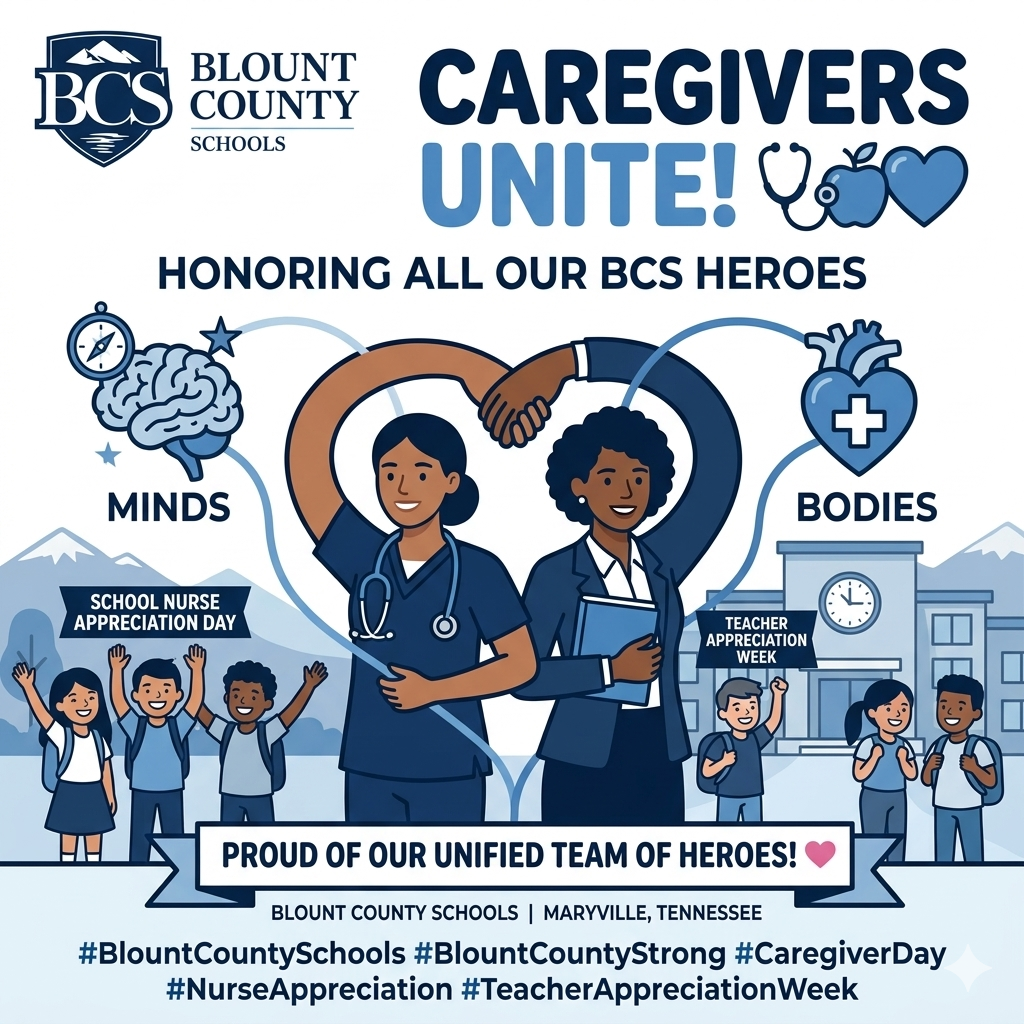 Happy Teacher Appreciation Week! We’re halfway through, but today holds a special distinction... it is School Nurse Appreciation Day! 🩺✨  We cannot celebrate our academic leaders without recognizing the incredible care provided by our dedicated School Nurses. It takes a unified effort to ensure our students thrive in every sense—academically, emotionally, and physically. While our teachers nourish our minds, our school nurses keep our bodies healthy and safe. 💖  Thank you to every nurse who greets our students with care and ensures they are ready to learn. And thank you to our teachers for partnering with them to create supportive, thriving environments for every student in Blount County. We are so proud of our unified team of heroes! #BlountCountySchools #BlountCountyStrong #CaregiverDay #NurseAppreciation #TeacherAppreciationWeek
