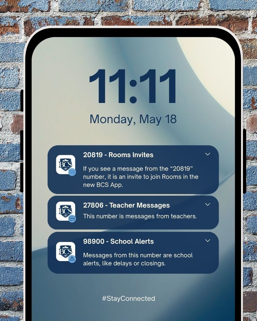 2 Days to Go! 🚨 When Rooms launches on May 18, you’ll receive an invite via text to get connected. We want to make sure you don’t miss it!  To ensure these important updates reach you, please save these Blount County Schools short codes in your phone today: 📱 20819: Your official invite to join Rooms. 💬 27806: Direct messages from your child’s teachers. ⚠️ 98900: Urgent school alerts and news.  CTA: Save these numbers now so you’re ready for Saturday!  #BlountCountySchools #TNEd #StayConnected