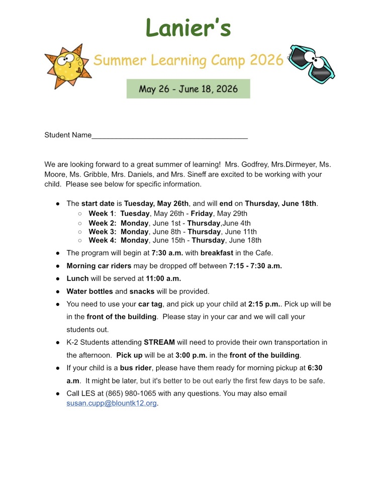 Summer School Info