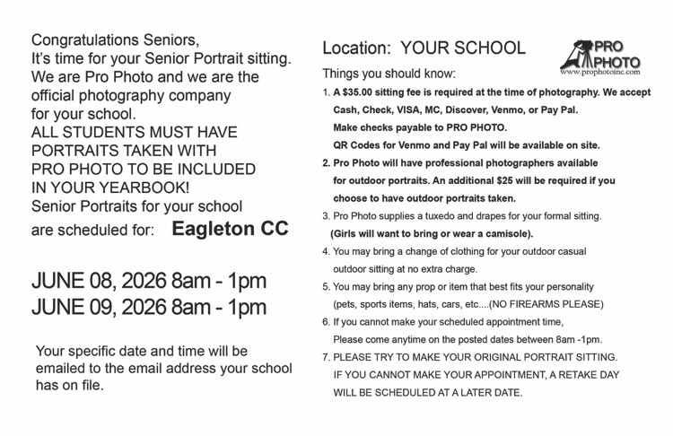 Senior picture information 